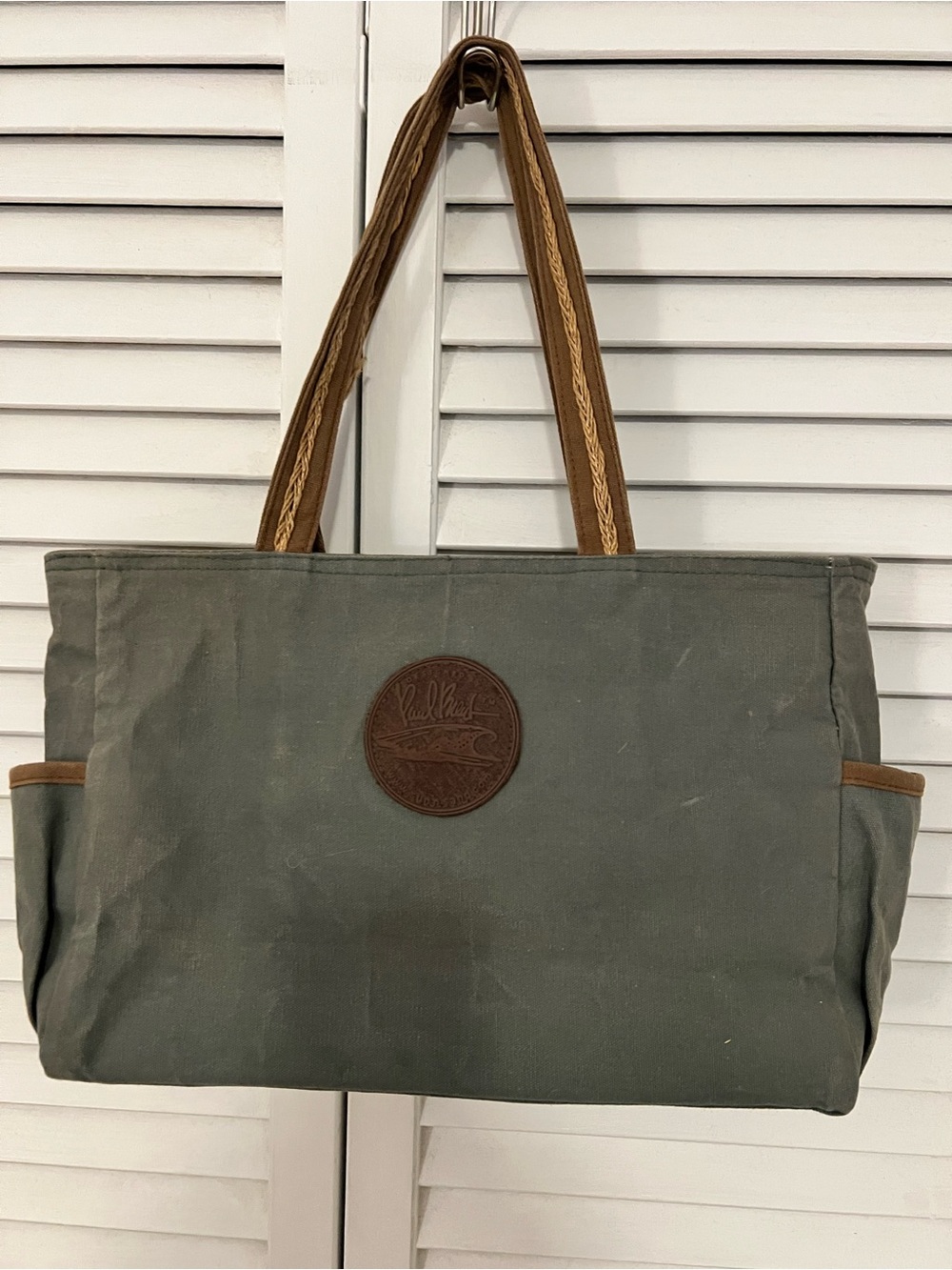 Paul Brent Beach Palm tree green canvas tote - Picture 8 of 8